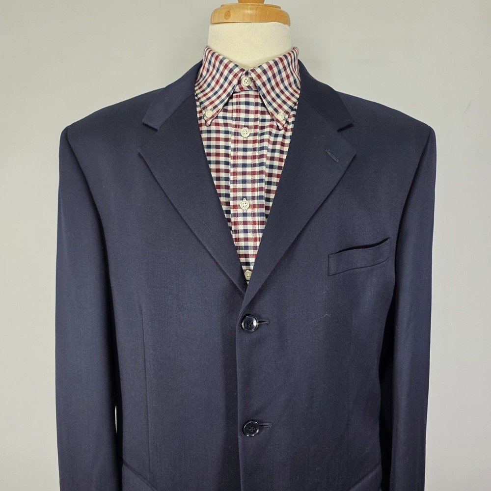 Jones New York Men's Sport Coat Blazer Three Button Navy Wool Blend Blend Sz 44L - Picture 6 of 15